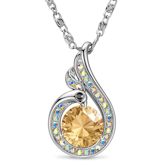 Kate Lynn Phoenix Birthstone Necklaces for Women Pendant Necklace Crystal Jewelry, Birthday Gifts for Women Wife Girlfriend Mothers Day Gift for Mom Daughter Unique Lady Christmas Jewelry Gift for Her, November Birthstone Necklace