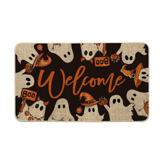 Artoid Mode Ghost Boo Halloween Welcome Doormat, Home Decor Low-Profile Switch Rug Door Mat Floor Mat for Indoor Outdoor 17x29 Inch