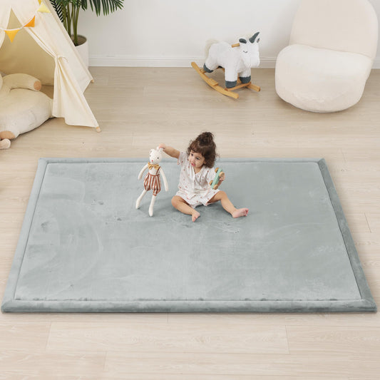 1.5" Thick Baby Play Mat for Floor Tummy Time, Large Pro Soft Foam Activity Playmats Playroom, Easy Care with Non-Slip Safe for Infant Toddler Kids Crawling79 x 118" (Light Grey)