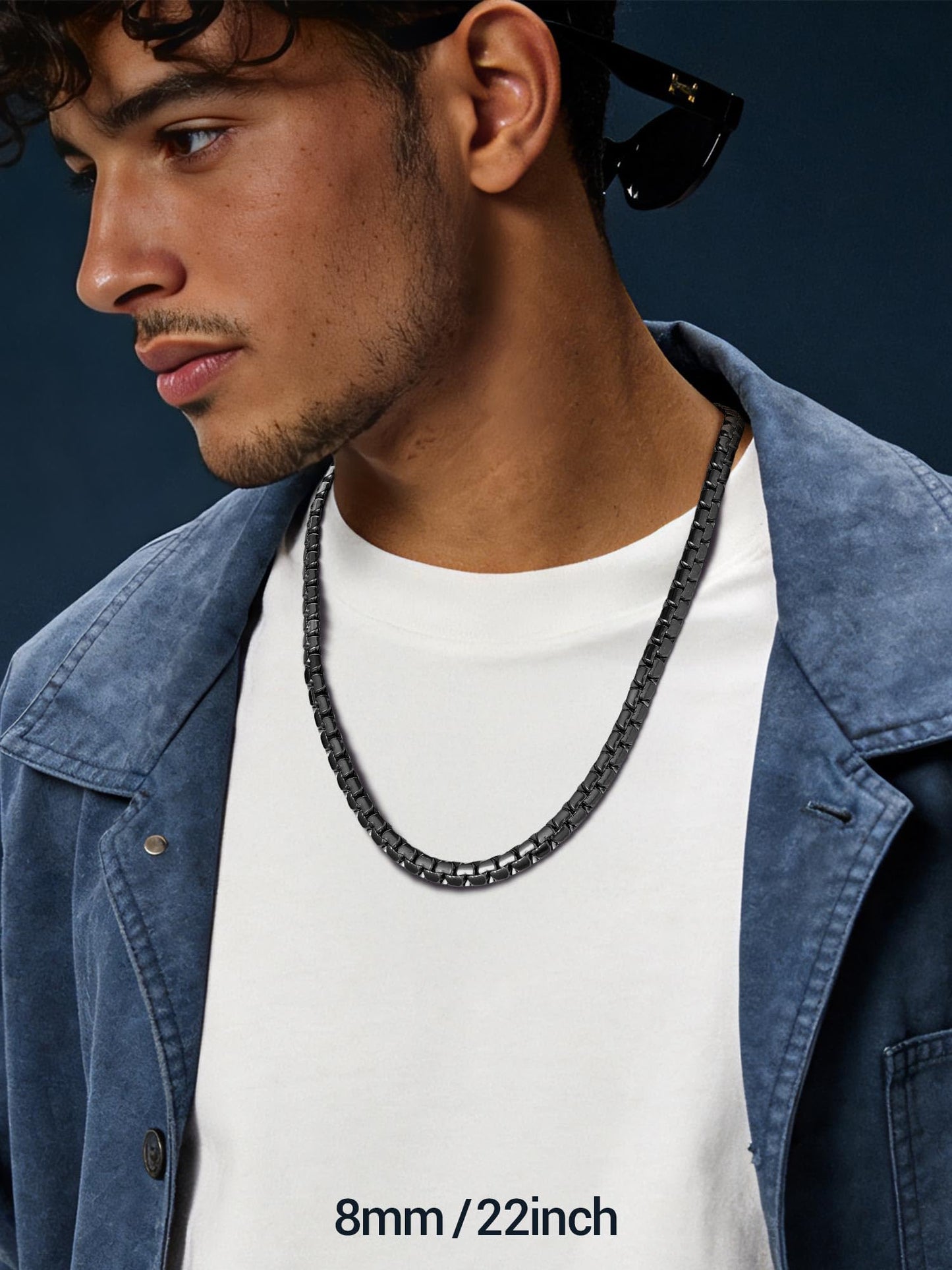 PROSTEEL Black Mens Chain 316L Stainless Steel Non Tarnish & Hypoallergenic 8mm Thick Mental Chain for Mens Hip Pop Jewelry