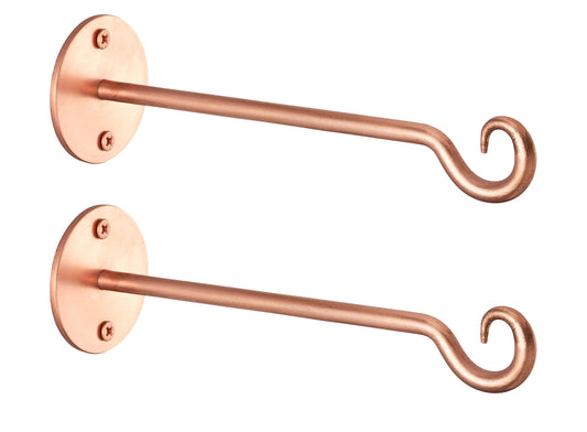 Monarch Abode Plant Hangers – Wall Mount Plant Hooks for Hanging Baskets, 7.5 Inch Metal Brushed Copper Fence Wall Plants Hanger for Outdoor Indoor, Flower Pot, Bird Feeder, Wind Chime Bracket, 2 Pack