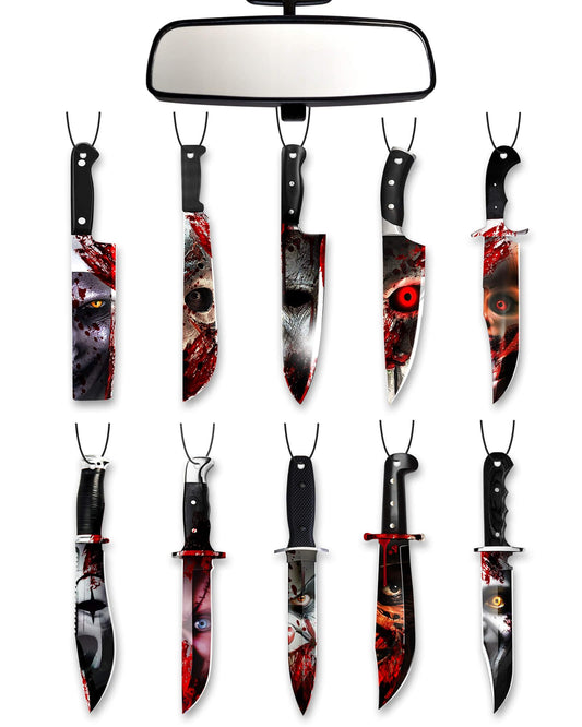 10PCS Car Air Freshener Horror Accessories - Blk Ice Scent, Scary Movie Merchandise Inspired Hanging Décor, Unique Spooky Gifts for Men & Women