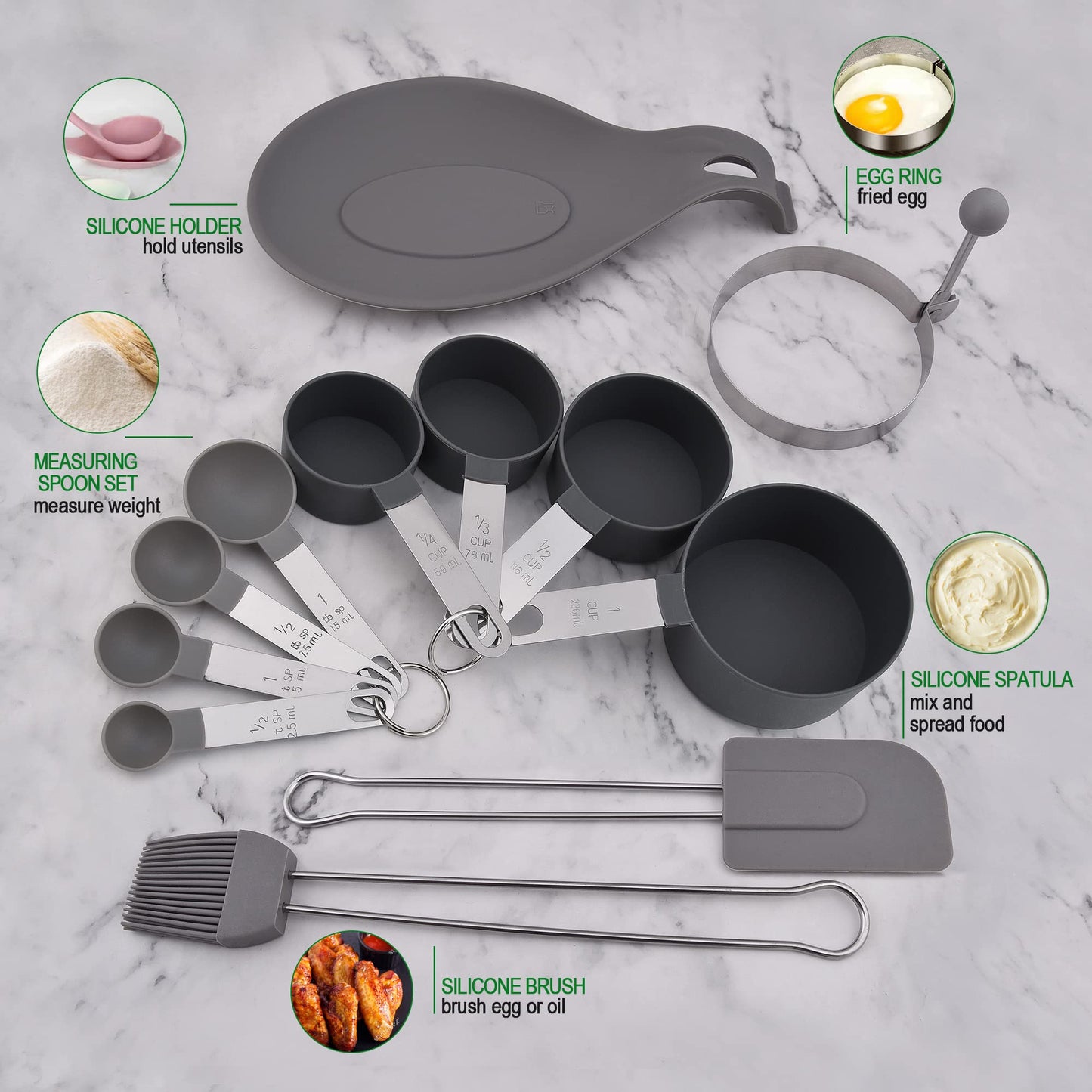 Stainless Steel Utensil Set, 28 Pcs Cooking Gadgets and Tools With Holder - Best Kitchen Tool Set Gift