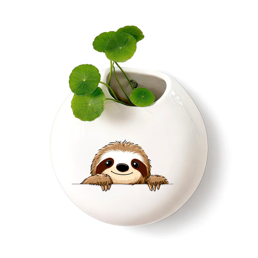 BJDAMAI Sloth Small Wall Planters for Indoor Outdoor Pots Ceramic, Gifts for Women Teens Girls Kids, Sloth Lovers Themed Gifts Decor Stuff Things Items!