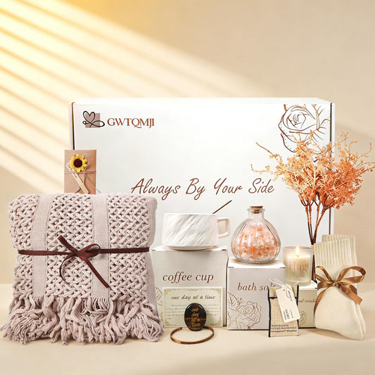 GWTQMJI Get Well Soon Gift Baskets for Women, Sympathy Gift Baskets,Care Package for Women,Bereavement/Miscarriage/Grief Gifts Creamy White