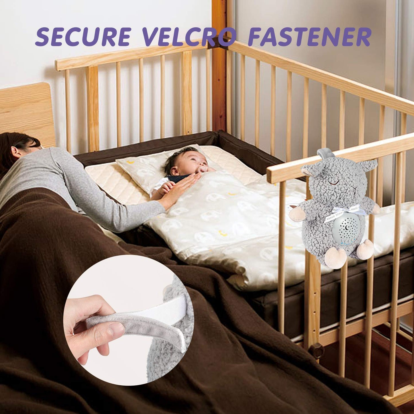 BEREST Baby Sleep Soother with Projector Night Light & Auto-Off Timer, Musical Sheep Plush Toy with White Noise, Heartbeat, Shushing, Lullabies for Newborns, Infants Shower Gift