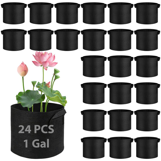 24 Pcs Lily Plant Pots for Pond, Aquatic Pond Planter for Pond Durable Breathe Reusable Fabric Plant Bags with Handles Thickened Nonwoven Fabric Pots for Aquatic Plants, Potato, Carrot, Onion, Flower
