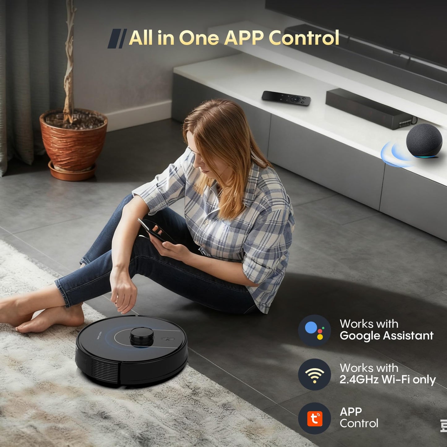 Bagotte Robot Vacuum and Mop, Robot Vacuum Self Emptying, 6000Pa Powerful Suction, 90-Day Hands-Free, Advanced Smart Mapping, LiDAR Navigation Robotic Vacuum for Pet Hair, Dust, Carpet, WiFi/App/Alexa