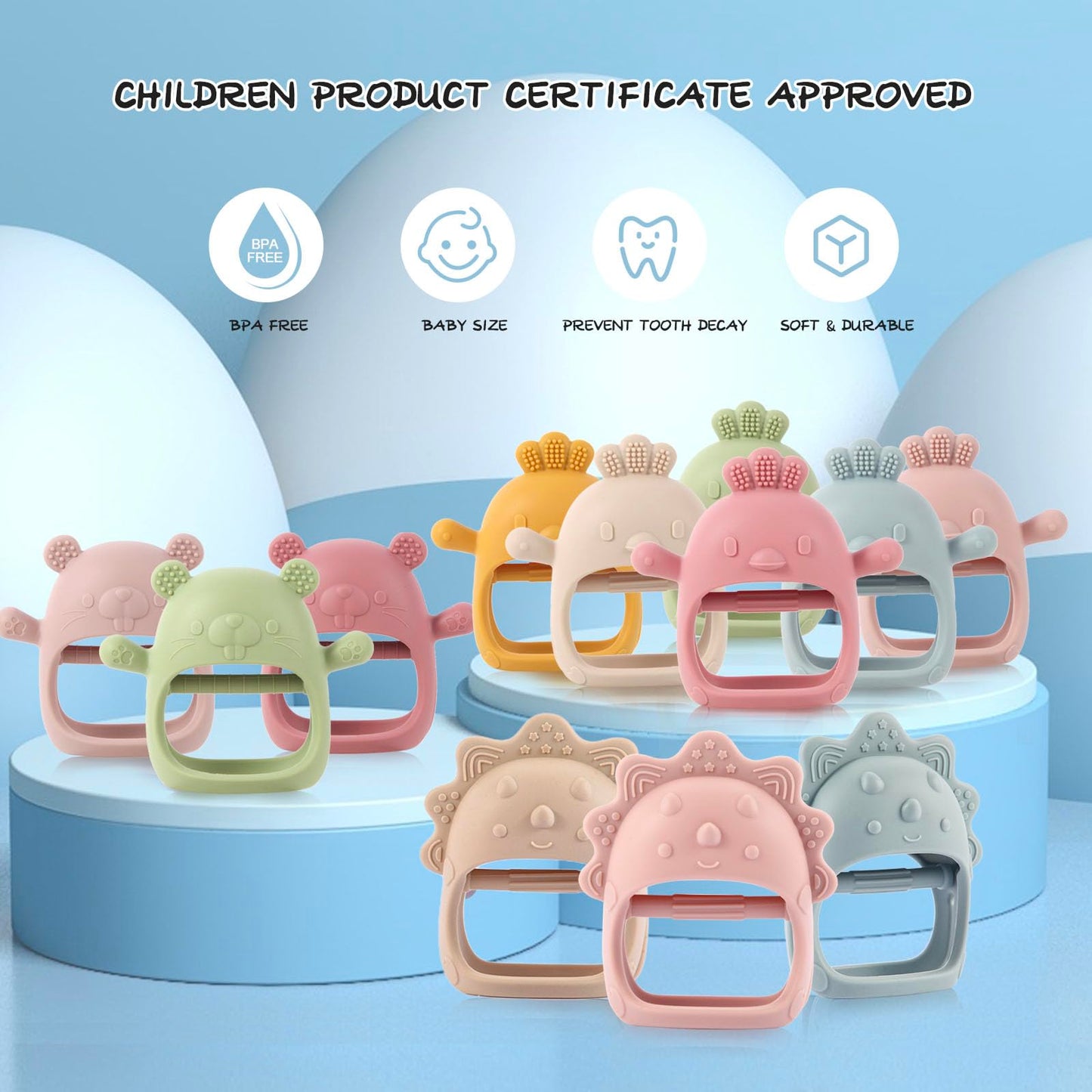 Baby Teething Toys, Teething Toys, Teethers for Babies 3-6 Months, Baby Chew Toys, BPA Free Teether Mitten with Soft Texture for Sensory Exploration and Itching Teething Relief