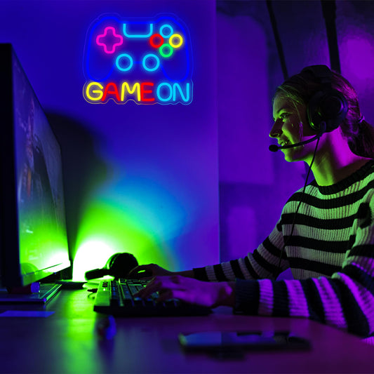 Gamer Neon Sign Game Controller LED Sign for Gaming Room Man Cave Decor Game Neon Sign for Teen Boy Room Decor Best Gamer Gifts for Boys Kids Size 13.8 * 11.4in(P036)