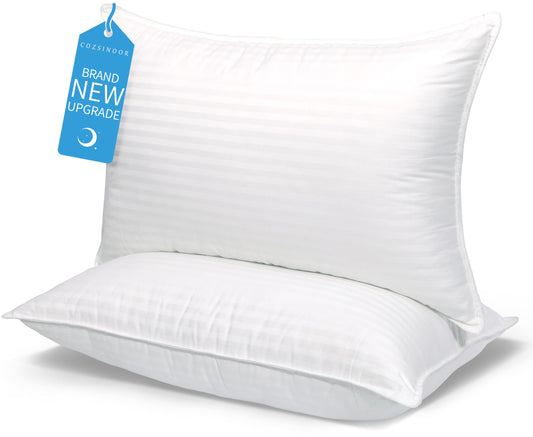COZSINOOR Bed Pillows for Sleeping Queen Size - Hotel Quality Set of 2 - Breathable Down Alternative Microfiber Filled for Back, Stomach, Side Sleepers, Cooling & Skin-Friendly