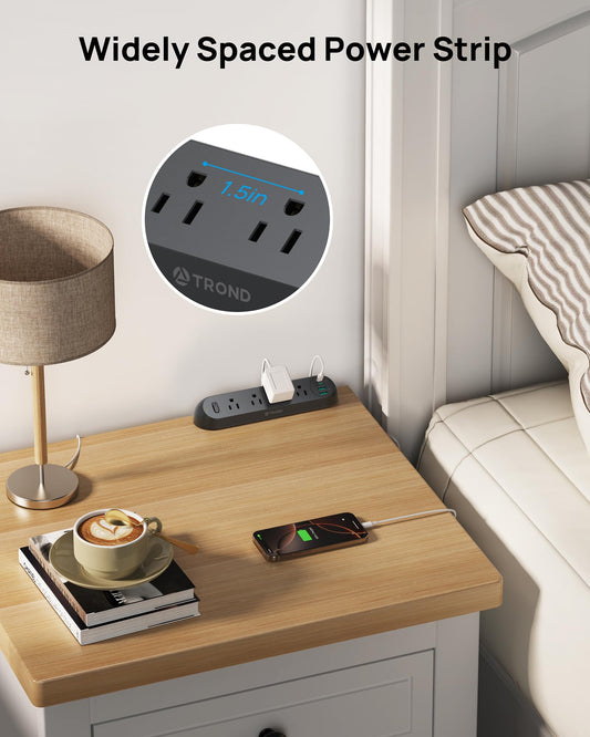 TROND Desk Clamp Power Strip USB C PD 20W- Surge Protector with 4 AC Outlets 4 USB Ports, Flat Plug 6ft Extension Cord, 1700J, ETL Listed, Fits 1.97 in Tabletop Edge, for Home Office Desk Accessories