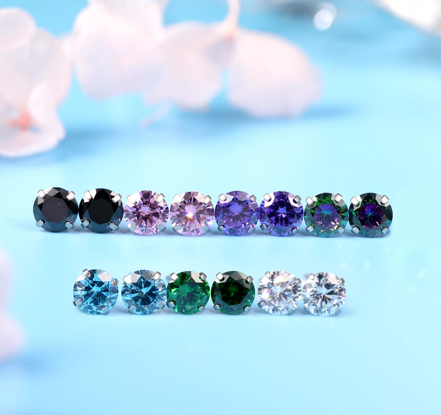 Limerencia Hypoallergenic G23 Titanium Earrings, F136 Implant Grade Pure Titanium, Suitable for Sensitive Ears with Birthstone Crystals CZ Simulated Diamonds (Rainbow Quartz)