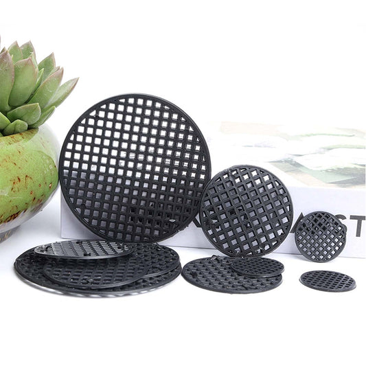 zhongjuekj, Plastic Round Bonsai Pot Mesh Pad, 3 Styles, 120PCS, Black, Outdoor, Drainage, Garden Pots