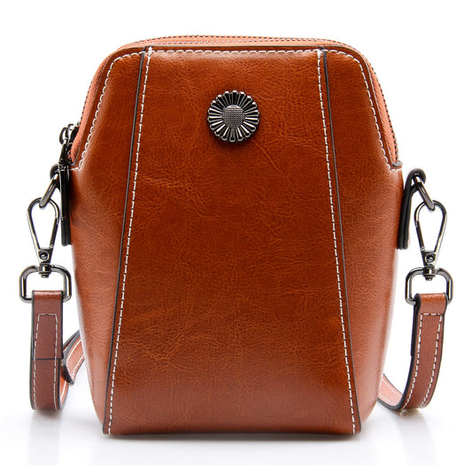 Plinvo Designer Small Leather Crossbody Purse, Soft Shoulder Handbag for Women & Gift (Brown)