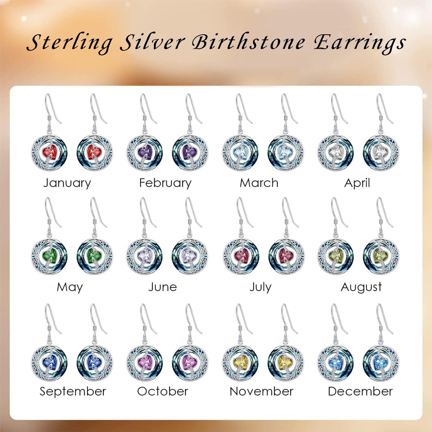 TOUPOP Citrine Earrings November Birthstone Earrings Sterling Silver Moon and Star Drop Dangle Earring Jewelry Blue Crystal Birthday Mothers Day Gifts for Women Mom Her