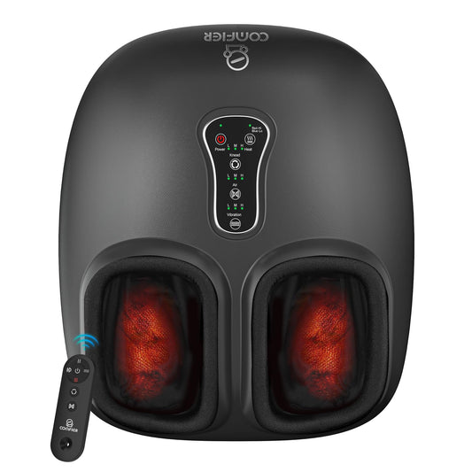 COMFIER Shiatsu Foot Massager with Heat, Kneading Rolling,Vibration, Compression,Remote Control,Foot Massage for Neuropathy,Plantar Fasciitis,Size 13“