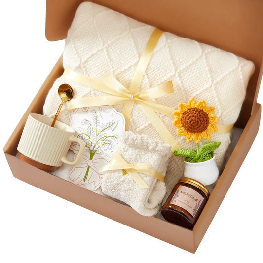 Birthday Gifts for Women, Sending Sunshine Sunflower, Self Care Set Get Well Soon Gift Baskets, Sending Hug Baskets Package, Thinking of You Gift for Mom Best Friend Her Wife Sister Girlfriend Grandma