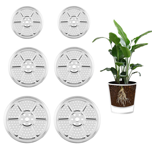 6 PCS Planter Insert for Large Pots, 9''/11''/12'' Stainless Steel Flower Pot Filler with Drainage Holes, Elevate Plants to Reduce Soil Usage, for Tall or Short Planters for Indoor & Outdoor Use