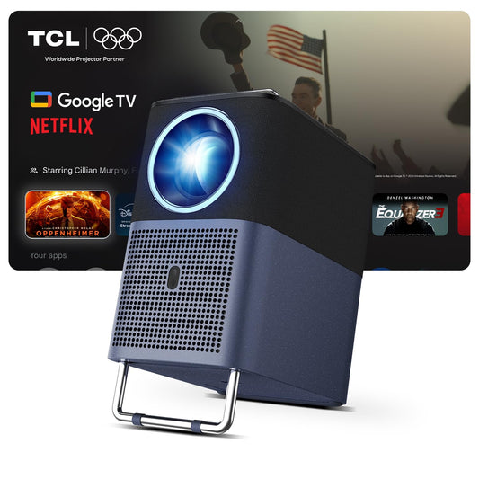 TCL A1s Smart Projector 4K Support, Google TV & Netflix Officially Licensed, WIFI and Bluetooth, Auto Focus Keystone, Native 1080p, 16W Dolby Audio, Movie Projector for Home Theater with Portable Case