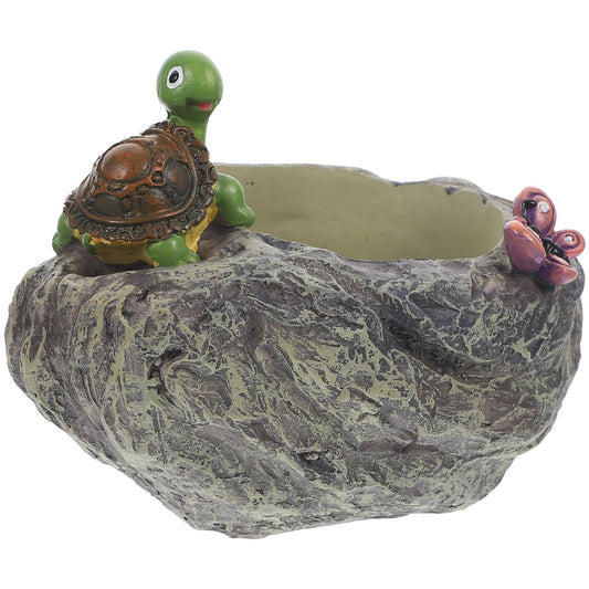 VANZACK Turtle Planter - Unique Resin Flower Pot for Succulents & Garden Decor, Cute Animal Planter for Patio, Balcony, or Outdoor Decoration (5.3x4.9 Inch)