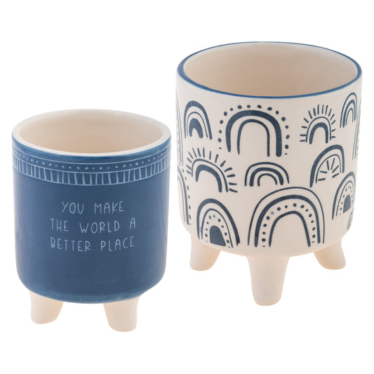 Karma, Footed Ceramic Planter Set of 2, Modern Boho Planters, Ceramic Footed Planters, Better Place