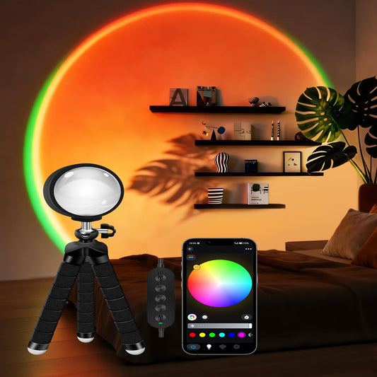 easeking Sunset Lamp with USB Port - 360° Rotatable Multicolor Sunset Light Projector, Great for Room/Bedroom Decor, Photography, Party, TikTok Live | Halloween & Gifts