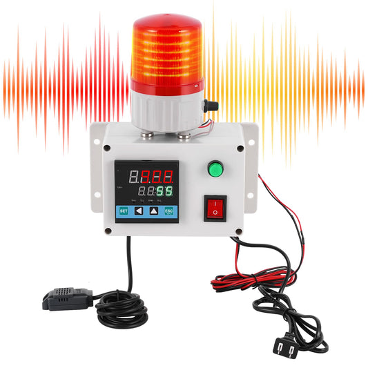 JIAWANSHUN Industrial Temperature Humidity Alarm, -40-185℉&0-100%RH,Thermometer Hygrometer Monitor with Independent Alarm Setting,Sound Light Alert & Calibration for Greenhouse,Lab,Cold Chain&Granary