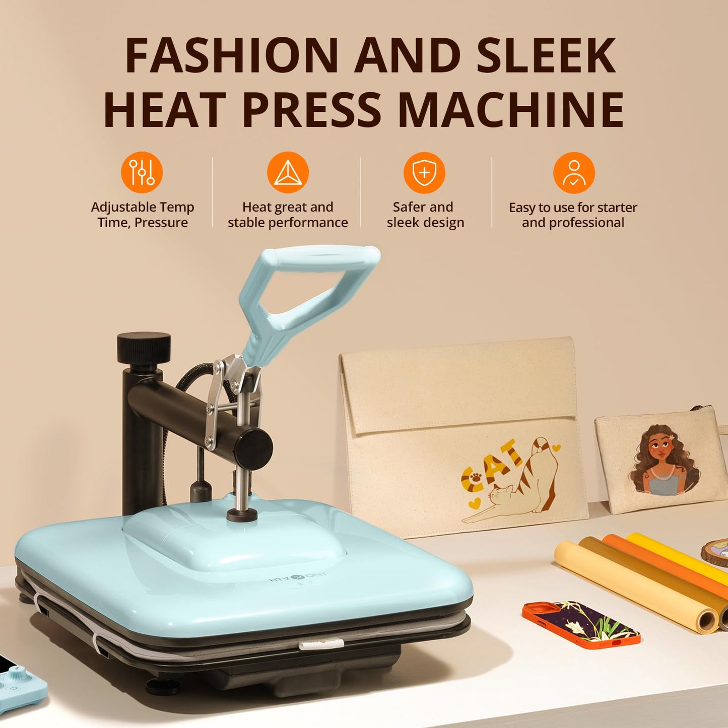 HTVRONT Heat Press Machine for T-Shirts, Heat Press 15 x 15 Professional Heats Up Fast & Distribute Heat Evenly, Swing Away T-Shirt Press Machine for HTV, Sublimation, Heat Transfer Projects (Blue)