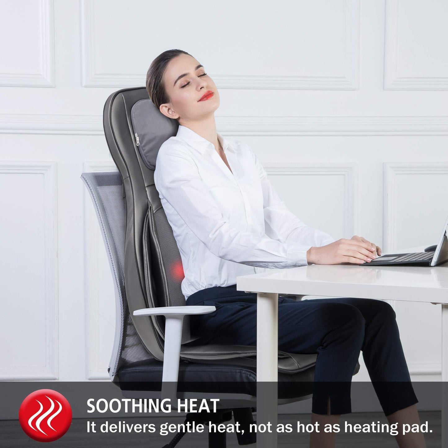 COMFIER Massager Chair with Heat, Shiatsu Neck Back Massager Portable with Compress & Rolling,Massage Chair Pad for Full Back,Neck,Full Body Pain, Gray