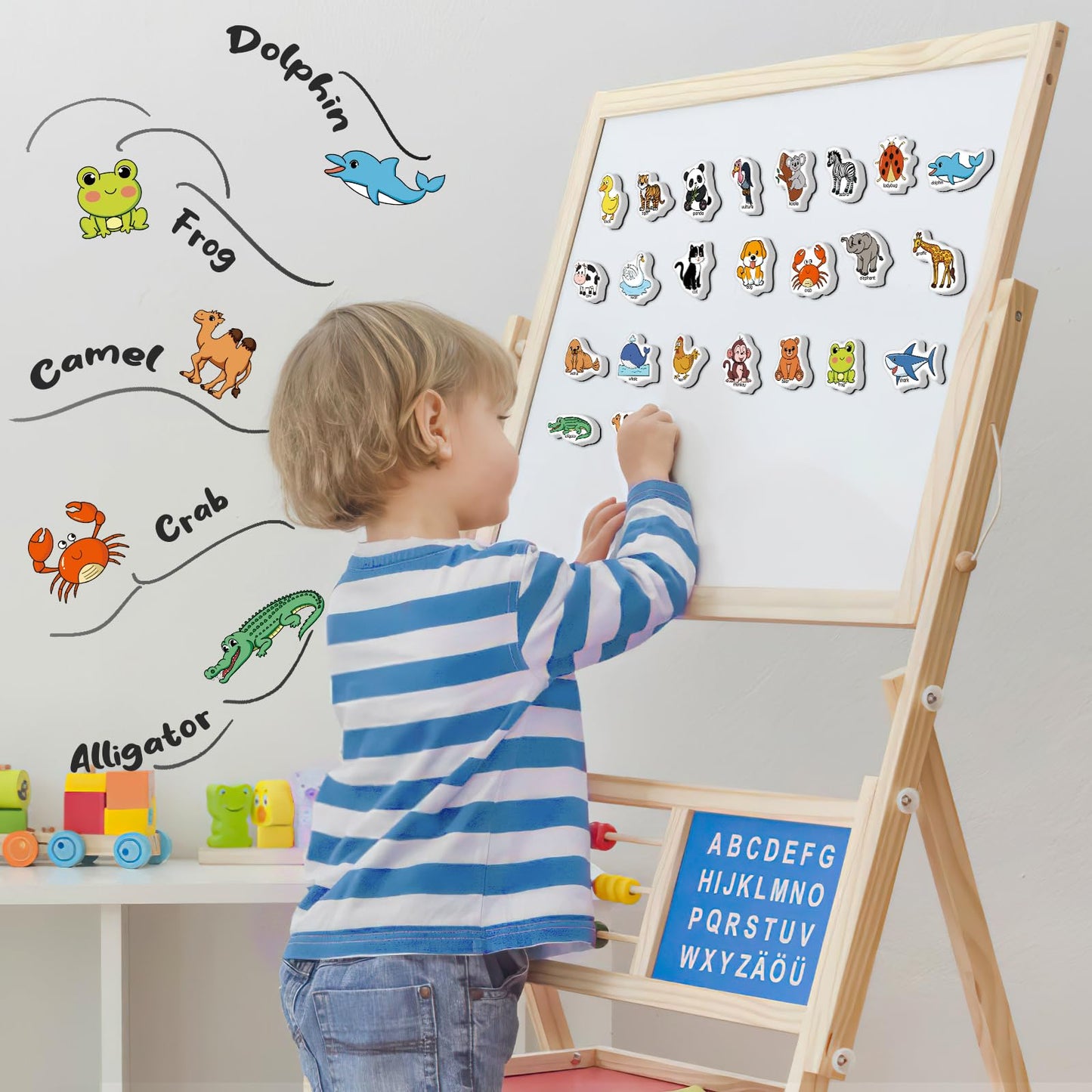 Broytain 40 Animal Fridge Magnets for Toddlers,Animal Foam Refrigerator Magnets Toys for Kids Whiteboard,Learning Games,Educational Toys,Preschool Kindergarten Learning Activities Homeschool