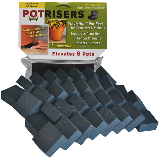 POTRISERS 32 Pack Standard 1" Wide x 1/2" Tall Value Pack | Invisible Pot Feet & Plant Risers | Drainage & Airflow for Planters, Pots, Garden Decor | Patios, Decks, Gardens, Greenhouses