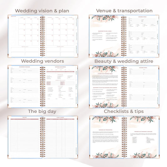Clever Fox Wedding Planner – Notebook Organizer for Bride – Wedding Planning Binder Book with Pockets – Engagements Gift, 10x11″ (Light Blue)