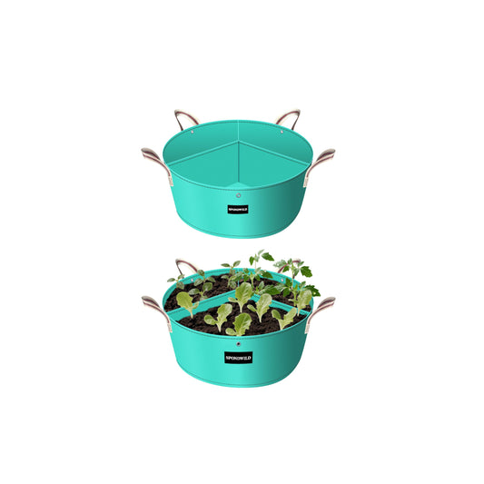 SPONDWILD [Upgraded] 2 Pack 10 Gallon 3 Compartment Grow Bag, Vegetable Growing Bag Thickened PE Garden Pots with Drainage Holes, Branch-Binding Holes, Reusable Plant Bag for Vegetables,Flowers