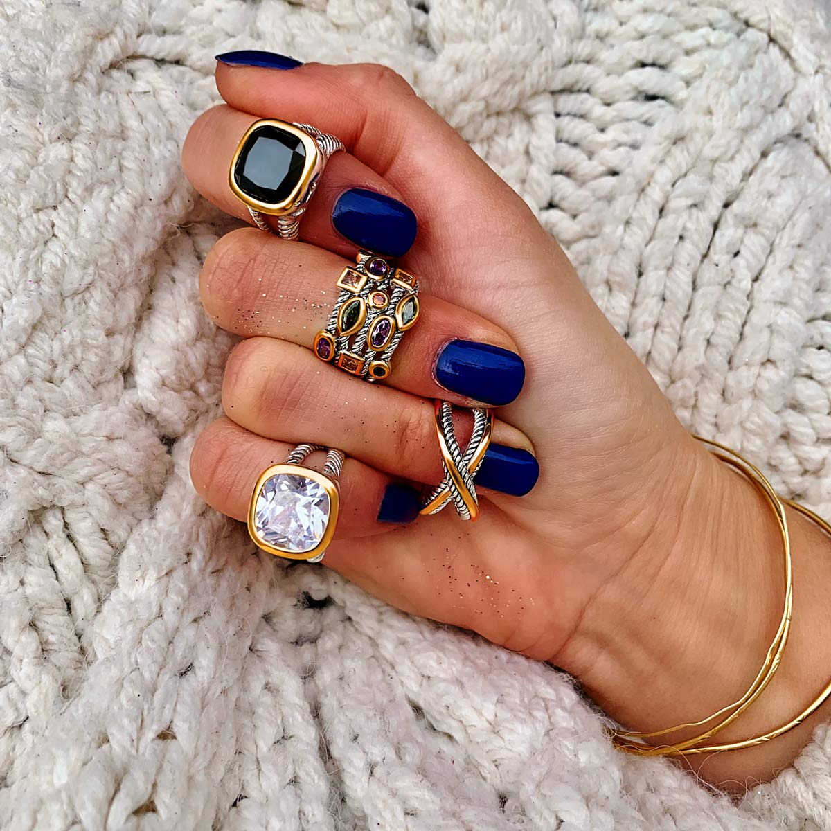 UNY JEWEL Ring Beautiful Multi CZ Twisted Cable Wire Designer Fashion Brand Vintage Love Antique Womens Jewelry (8)