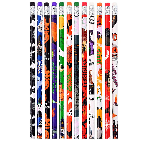 YYaaloa 144 Pcs Wooden Pencil with Eraser Halloween Colorful Pencils Novelty Fun Holiday Gift Office Supply Writing (144pcs, Halloween)