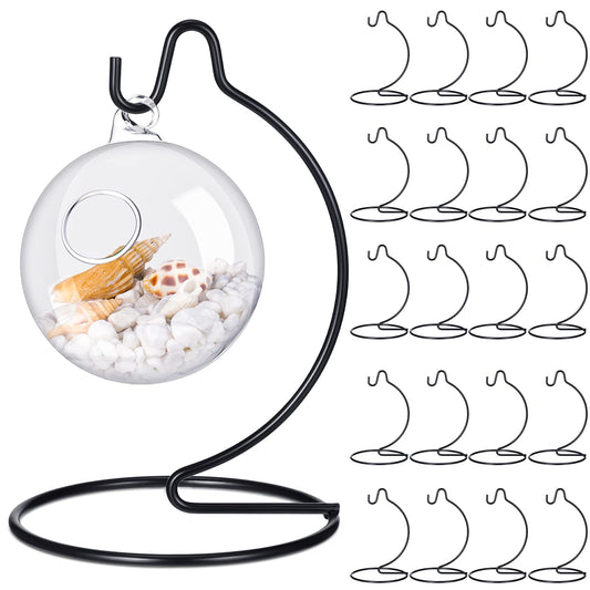 Tatuo 20 Pcs Ornament Display Stand Christmas Holder Hanger Stands Glass Ball Ornament Holder Metal Iron Hanging Hanger for Display Terrarium Air Plant Home Party Decoration