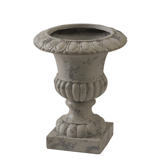 SOFE Rustic Grey Outdoor Urn Planter 16 Inches Tall, Resin Planter Pot Retro Pedestal Planters for Outdoor Plants, Farmhouse Front Porch Planters, Flower Pots for Patios
