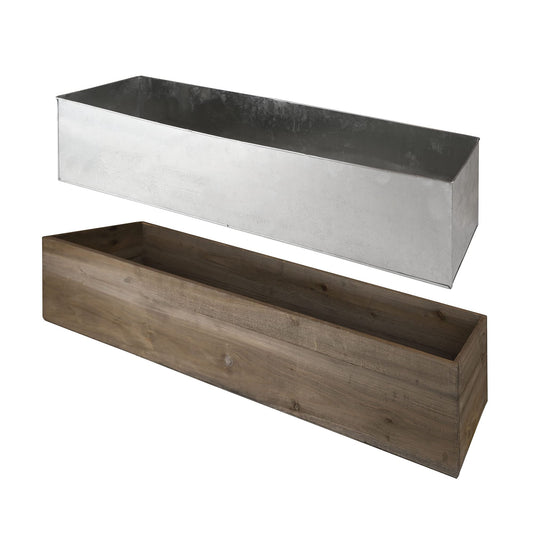 CYS EXCEL Rectangular Planter Box with Removable Zinc Metal Liner (H:8" Open:32"x8") | Multiple Size Choices Wood Rectangular Planter | Indoor Decorative Window Box