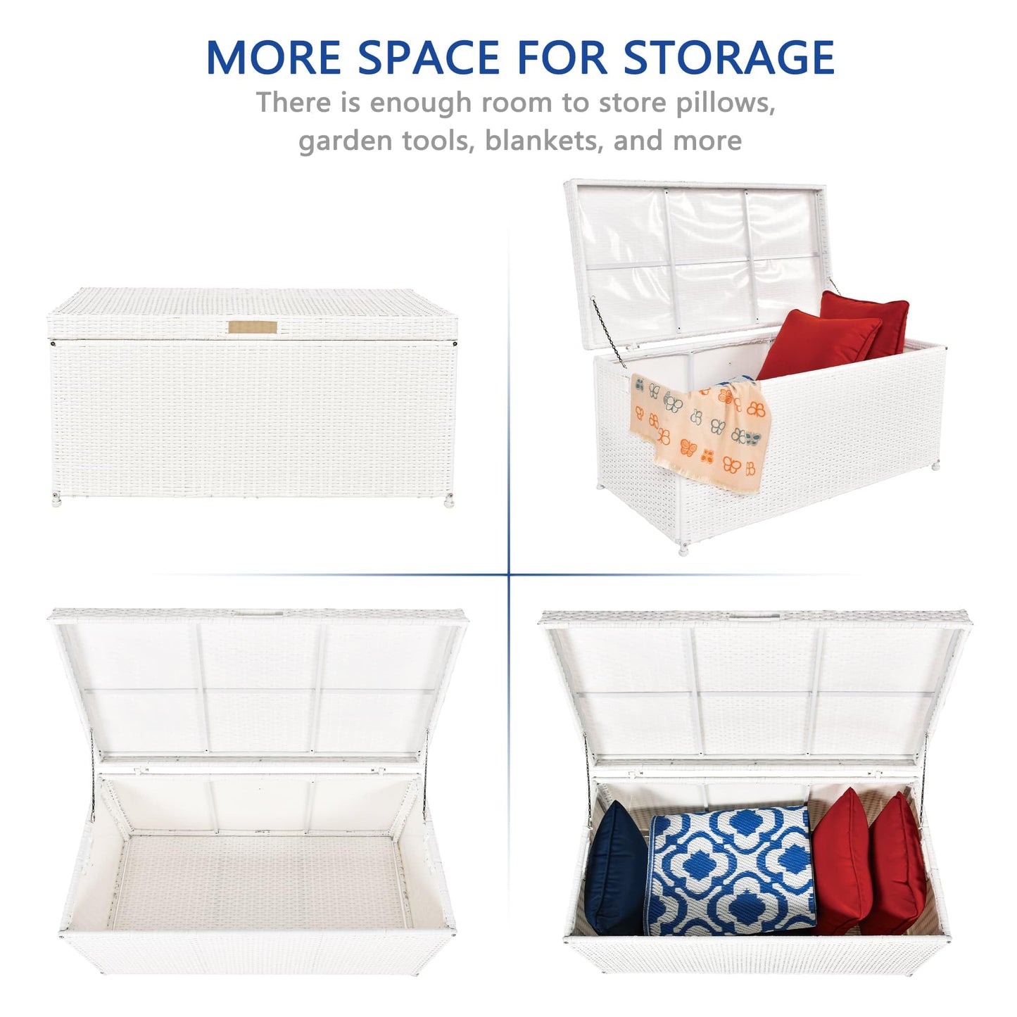 Outdoor 70 Gallon Wicker Deck Storage Box Color: White
