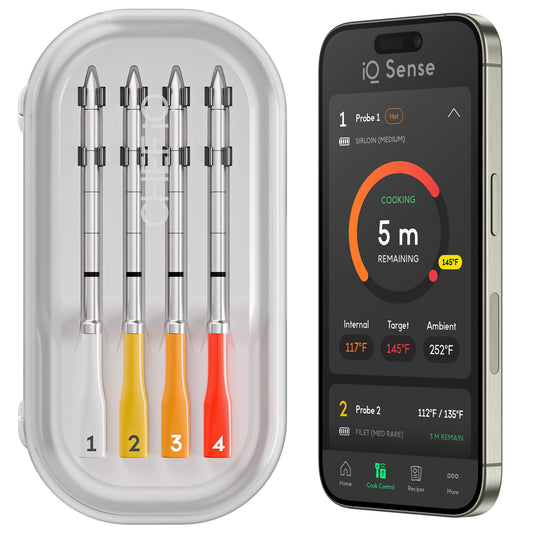 CHEF iQ Sense | Smart Wireless Meat Thermometer | 4 Ultra-Thin Probes | WiFi Unlimited Range | 1000°F Heat Safe | 5 Sensors | BBQ, Grill, Oven, Smoker, Air Fryer | Gen3