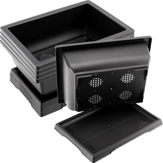 JOIKIT 10 Pack 9 Inch Plastic Bonsai Training Pots with Drainage Hole and Trays, Rectangular Bonsai Tree Pots, Plant Growing Pot for Garden, Decoration, Balcony