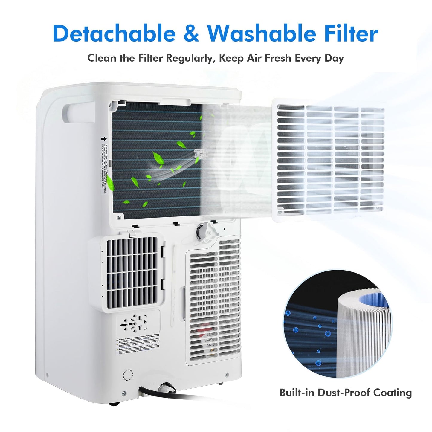 14000 BTU Portable Air Conditioners,Cools Up to 700 Sq.Ft, AC Unit with Cooling/Fan/Dehumidifier/Sleep Mode,Remote Control&Installation Kit, Portable AC for Large Rooms