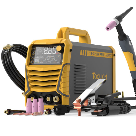 TOOLIOM 220A Cold TIG Welder with DC Pulse, 7 In 1 Cold Spot Lift TIG/Stick Welder with IGBT Inverter, 110&220V Welding Machine with Large Digital Display 2T/4T/4T PRT Mode TIG Welding Equipment