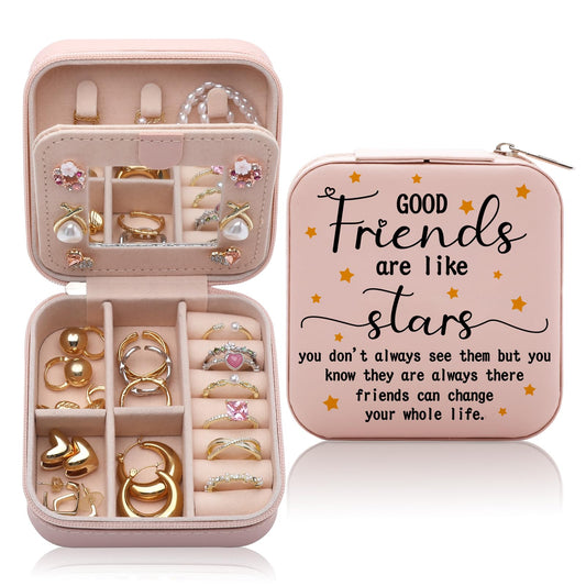 Friendship Gifts for Women Jewelry Box, Best Friend Bestie Gifts, Birthday Gifts for Women Friendship, Good Friends Are Like Stars Jewelry Case, Cool Gifts for Female Friend Jewelry Organizer Holder