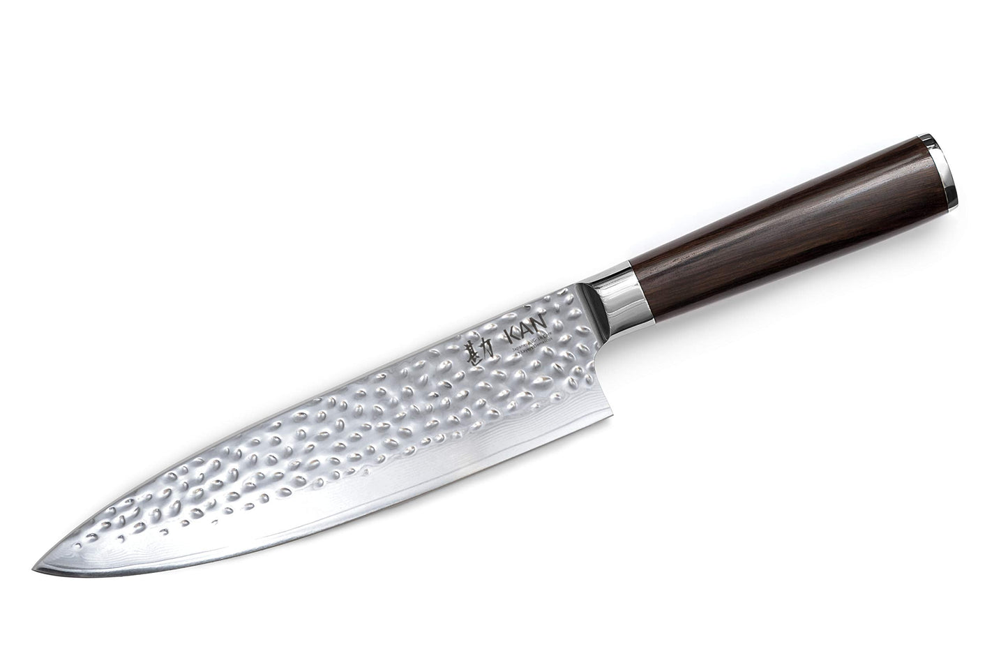 KAN Core Professional Chef Knife 8-inch VG-10 67 layers Damascus Ambidextrous (Hammered Japanese VG-10 Blade, Ebony wood handle-upgraded version)