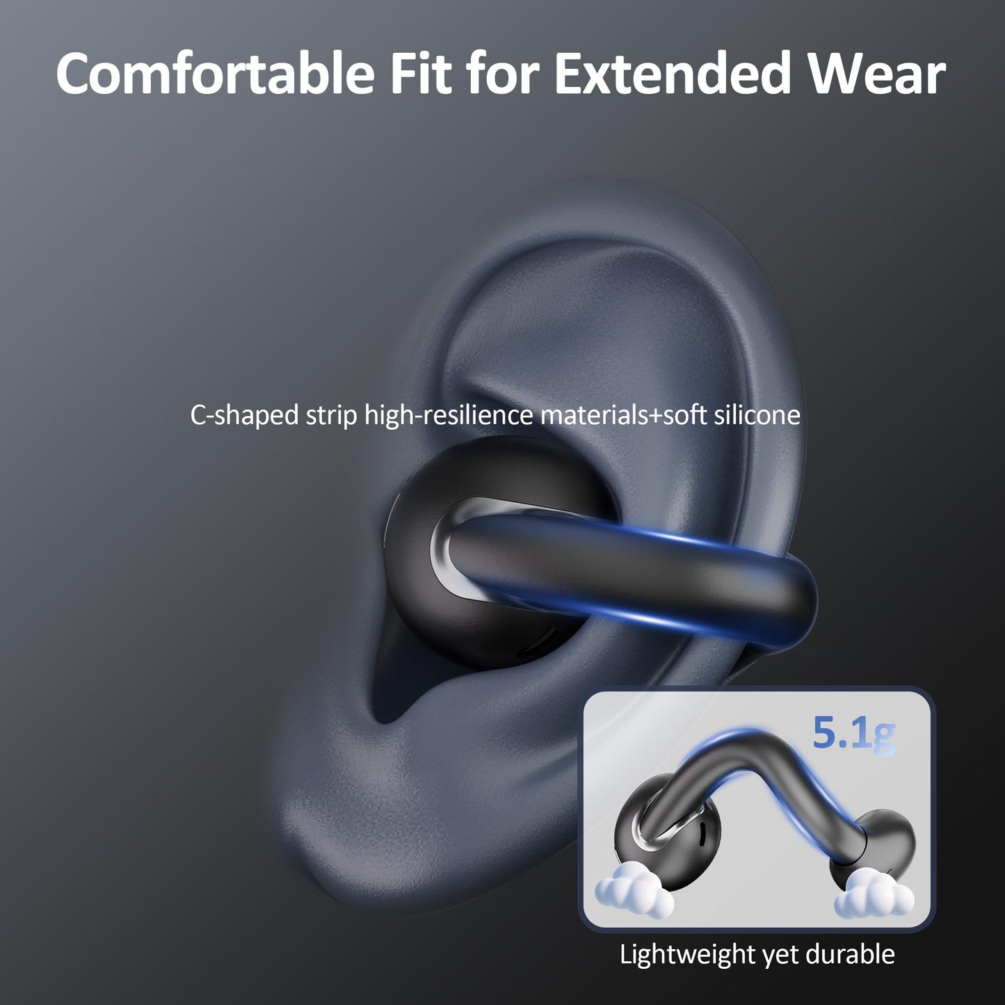 AI Language Translation Earbuds Real Time, IAMJOY Language Translator Earbuds Open Ear Clip-On Design, 163 Language & Accents Two-Way Translator Device with APP for Travel Learning Business, Black