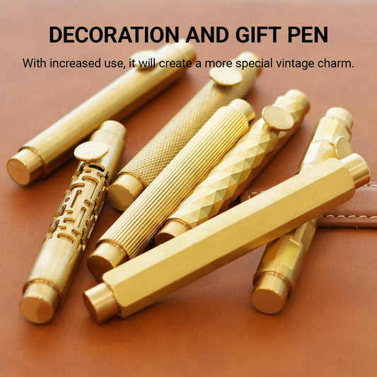 Origin-Joy Mini EDC Brass Pocket Pen, Small Short & Compact Fancy Vintage Ballpoint Pen for Travel, Unique Cool Luxury Elegant Signature Gift Pen with 4 Refills (Gold Aesthetic, Dragon Scale Style)