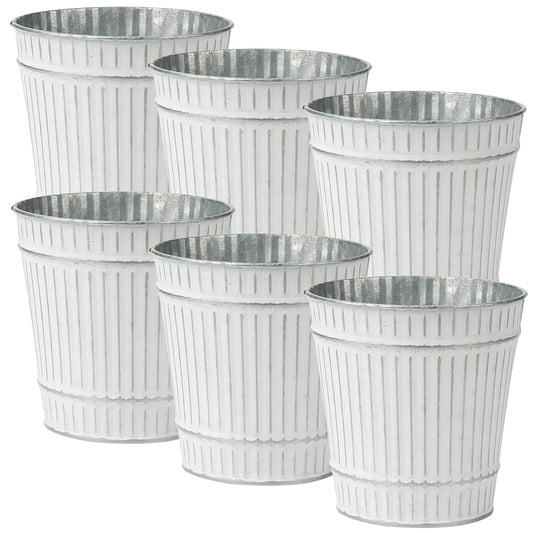 Briful 4.7" Galvanized Tin Planter Galvanized Metal Pail Rustic Decorative Metal Buckets Vintage Style Country Wedding Home Table Centerpiece Decorations Set of 6