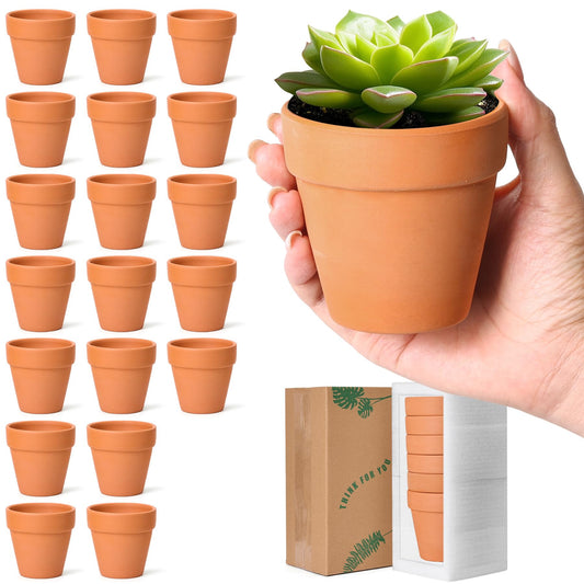 T4U Small Clay Pots for Crafts (20pcs): Mini Terracotta Pots 3 Inch with Drainage Holes, Terra Cotta Pots for Succulent Cactus Plants, DIY Mini Terracotta Pots, Idea Gifts for Party Decor